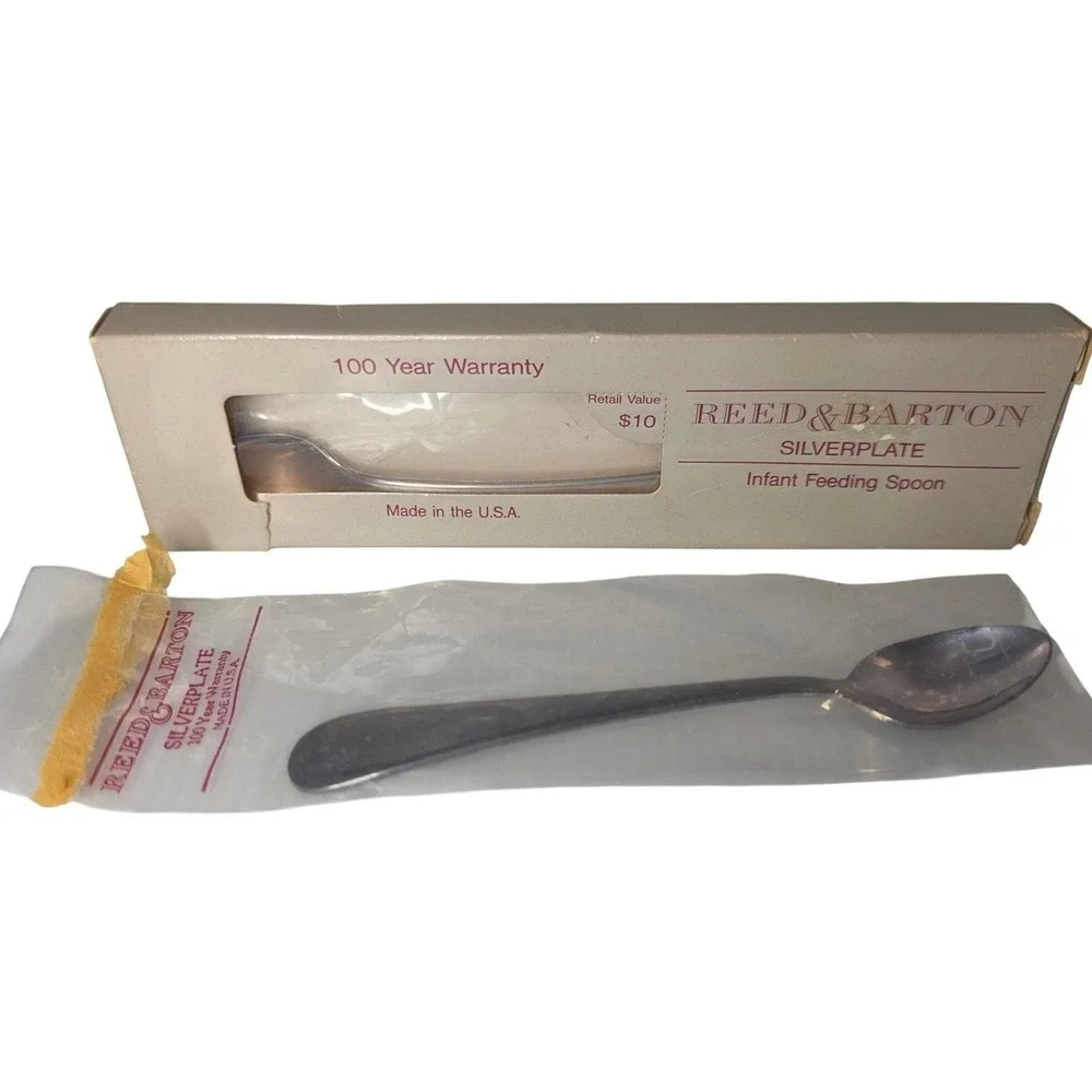 Reed & Barton Silverplate Infant Feeding Spoon NIB set of 2 Made in‎ USA